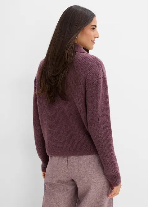 Strickjacke aus flauschigem Rippstrick, bonprix