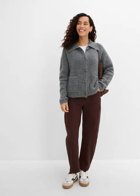 Strickjacke aus flauschigem Rippstrick, bonprix