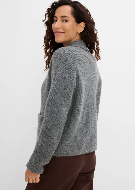 Strickjacke aus flauschigem Rippstrick, bonprix