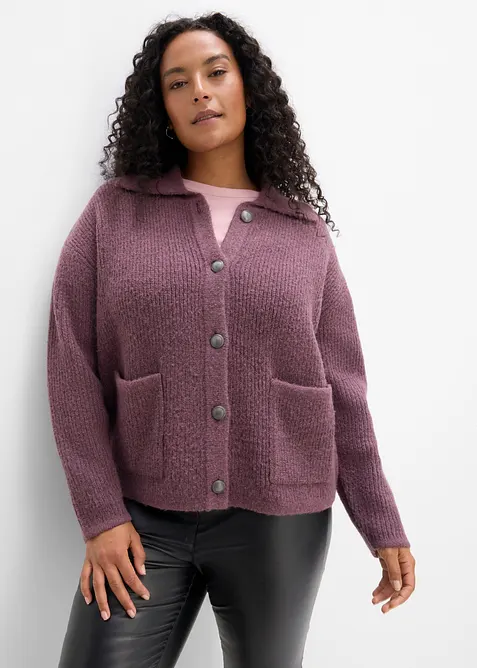 Strickjacke aus flauschigem Rippstrick, bonprix