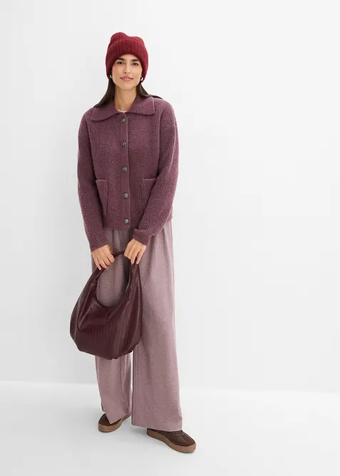 Strickjacke aus flauschigem Rippstrick, bonprix