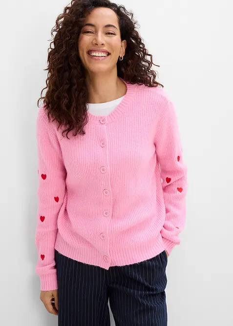 Strickjacke mit Herzstickerei, bonprix