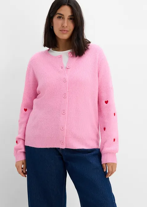 Strickjacke mit Herzstickerei, bonprix