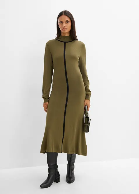 Strickkleid aus Viskose-Mix mit Kontrastdetails, bonprix