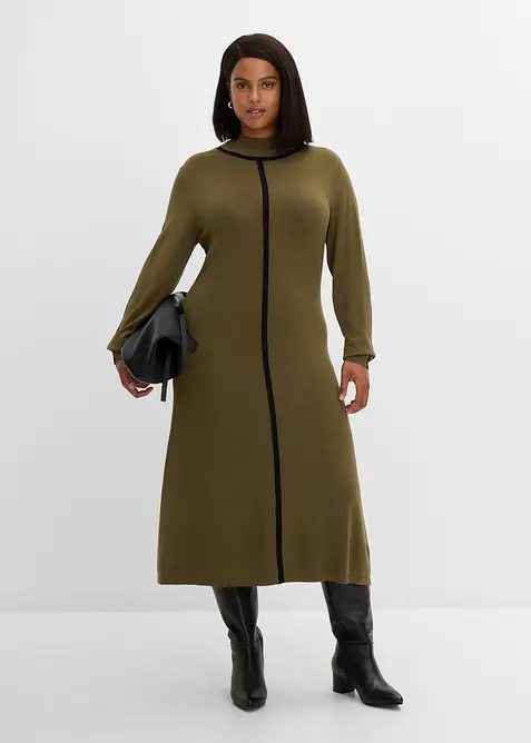 Strickkleid aus Viskose-Mix mit Kontrastdetails, bonprix