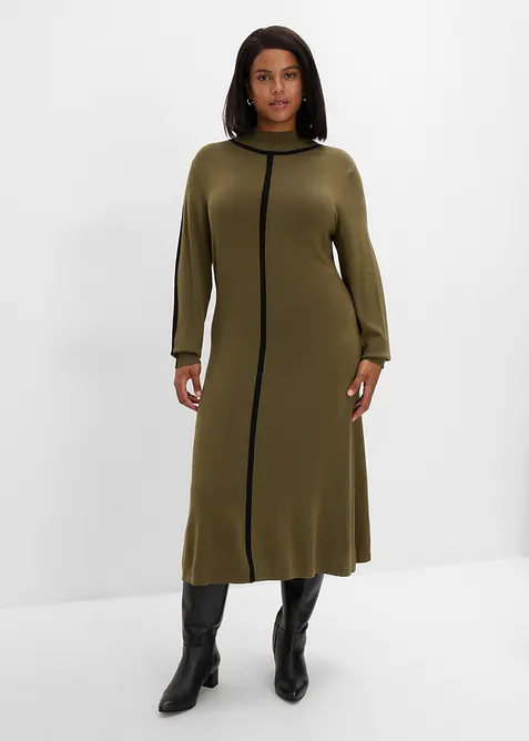 Strickkleid aus Viskose-Mix mit Kontrastdetails, bonprix