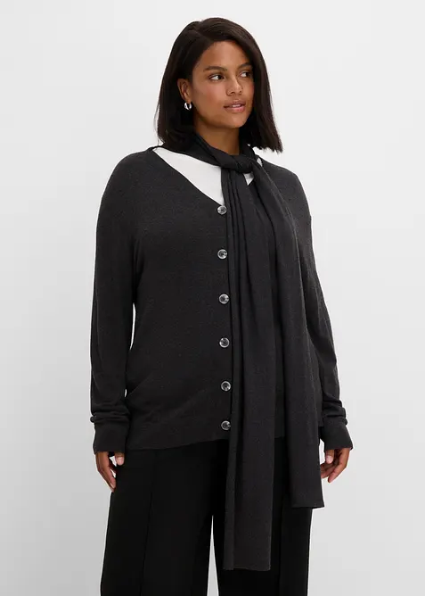 Feinstrickjacke mit Schaldetail, bonprix