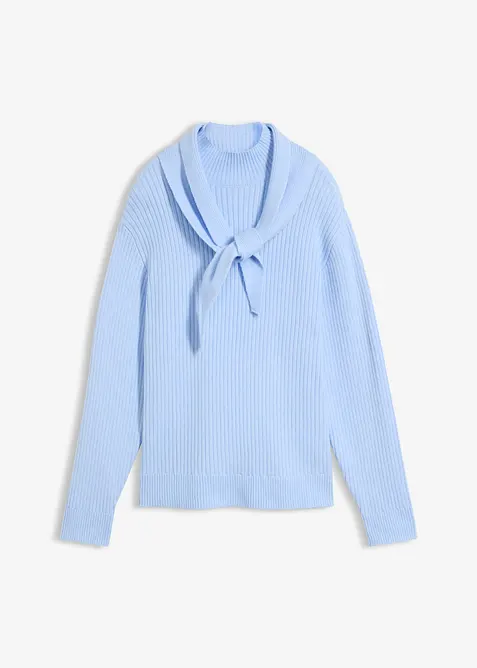 Grobstrick-Pullover mit Turtleneck und Schaldetail, bonprix