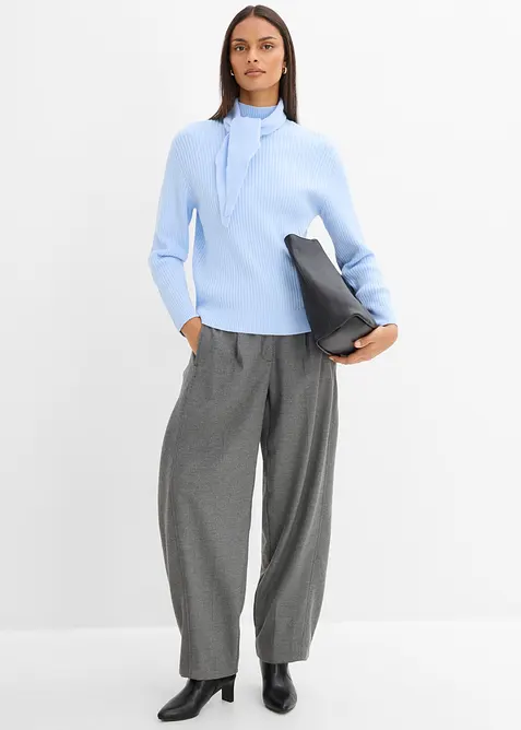 Grobstrick-Pullover mit Turtleneck und Schaldetail, bonprix