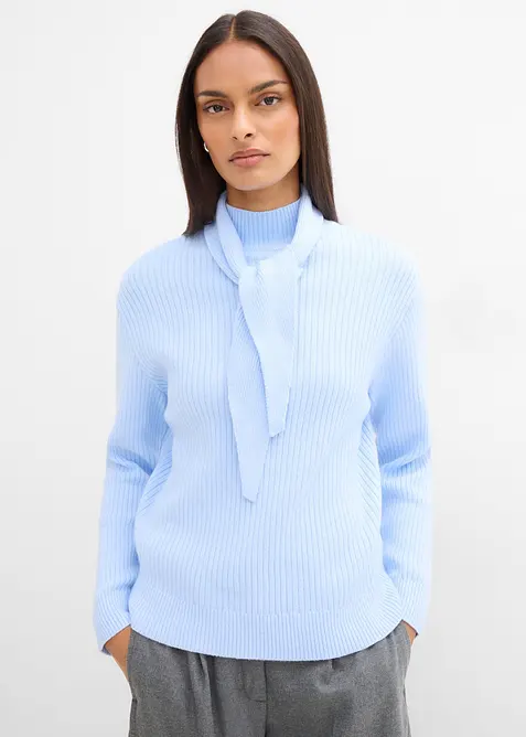 Grobstrick-Pullover mit Turtleneck und Schaldetail, bonprix