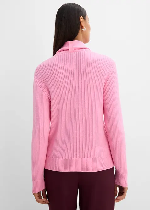 Grobstrick-Pullover mit Turtleneck und Schaldetail, bonprix