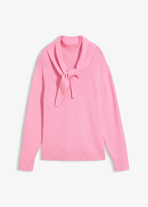 Grobstrick-Pullover mit Turtleneck und Schaldetail, bonprix