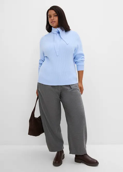 Pull en grosse maille &agrave; col roul&eacute; et &eacute;charpe, bonprix