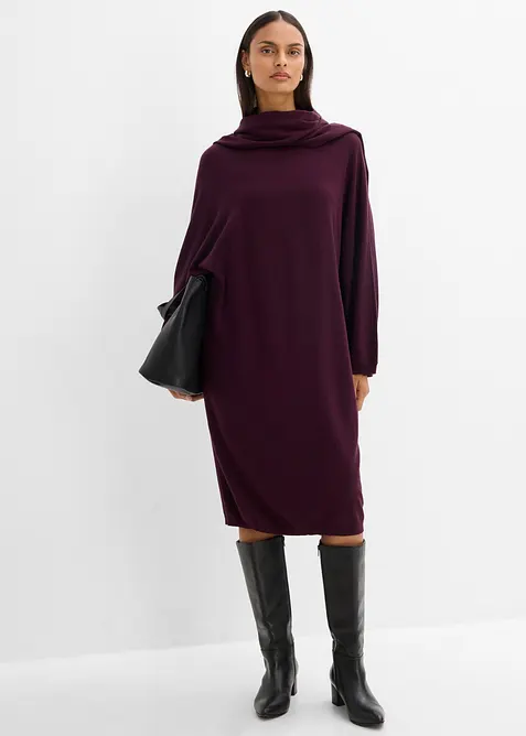 Strickkleid mit Schaldetail aus Viskose-Mix, bonprix