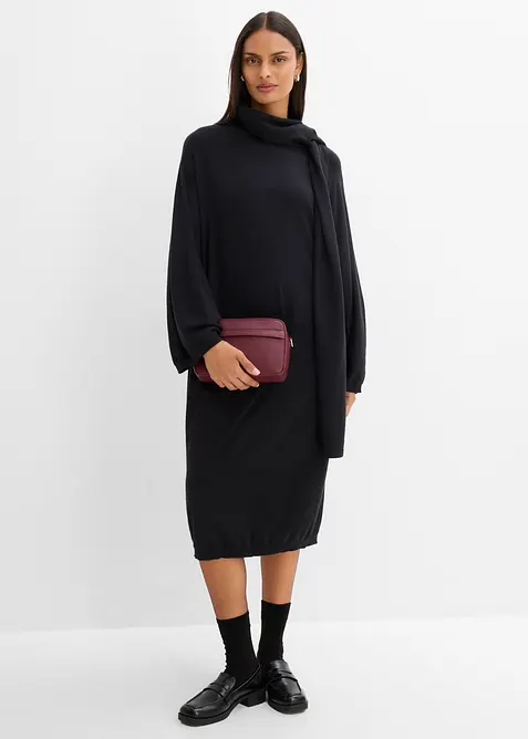 Strickkleid mit Schaldetail aus Viskose-Mix, bonprix
