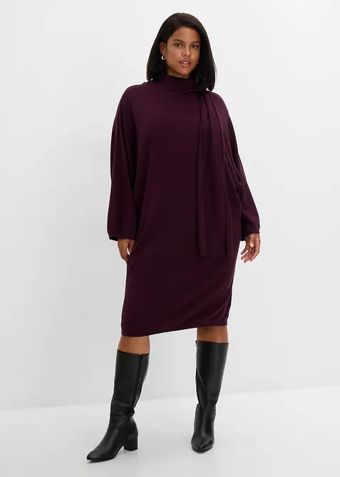 Strickkleid mit Schaldetail aus Viskose-Mix, bonprix