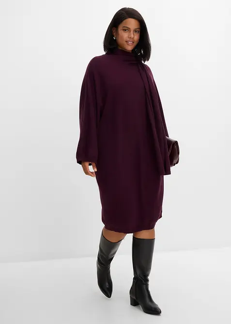 Strickkleid mit Schaldetail aus Viskose-Mix, bonprix