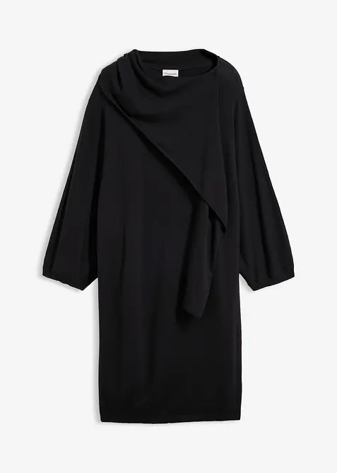 Strickkleid mit Schaldetail aus Viskose-Mix, bonprix