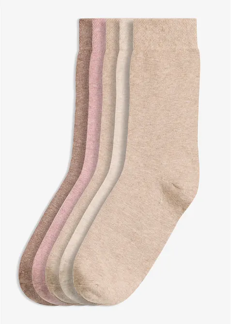 Socken mit druckfreiem B&uuml;ndchen und Bio-Baumwolle (5er Pack), bonprix