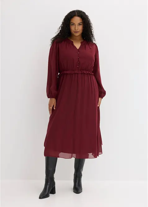 Robe en mousseline avec jupe &eacute;vas&eacute;e, bonprix