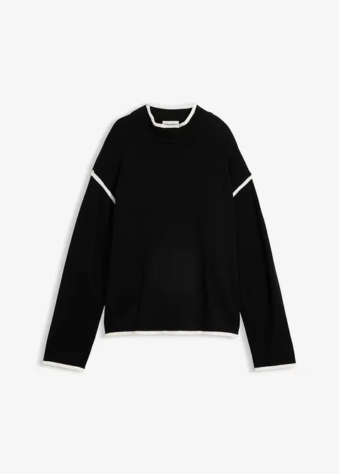 Pull col roul&eacute; en coton m&eacute;lang&eacute;, bonprix
