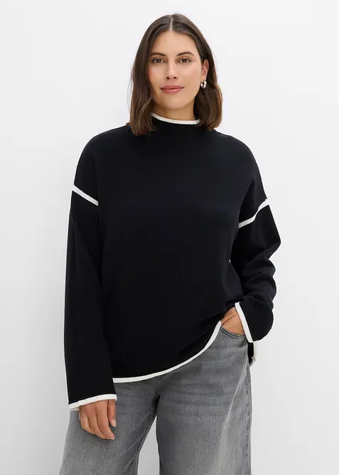 Pull col roul&eacute; en coton m&eacute;lang&eacute;, bonprix