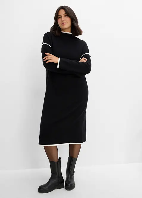 Robe en maille de coton m&eacute;lang&eacute;, bonprix