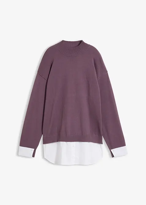 Pull oversize &agrave; empi&egrave;cement chemisier, bonprix