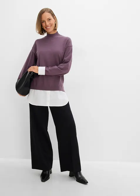 Pull oversize &agrave; empi&egrave;cement chemisier, bonprix