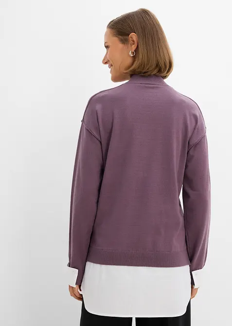 Pull oversize &agrave; empi&egrave;cement chemisier, bonprix