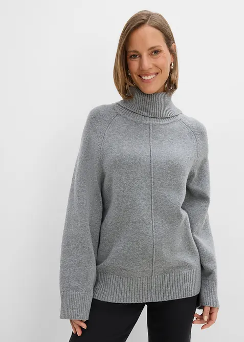 Pull col roul&eacute; &agrave; couture d&eacute;corative, bonprix