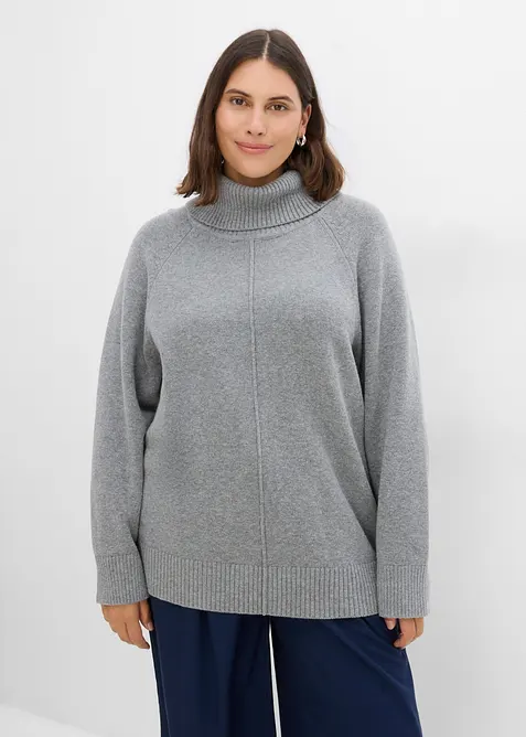 Rollkragenpullover mit dekorativer Naht, bonprix