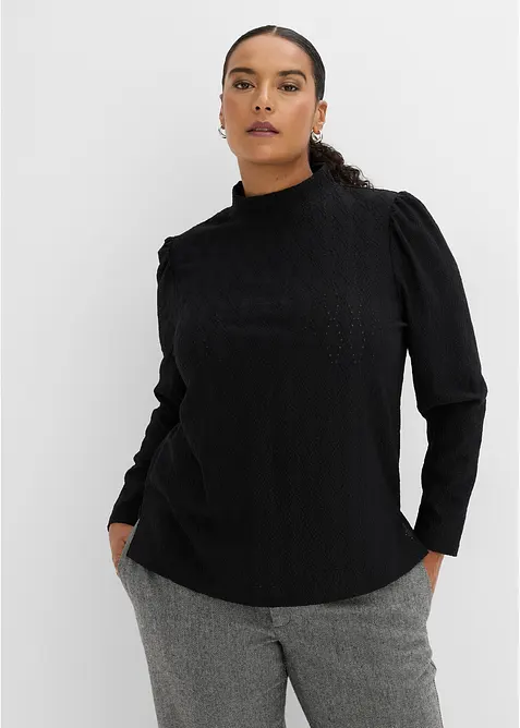 Blouse en jersey &agrave; manches bouffantes, bonprix