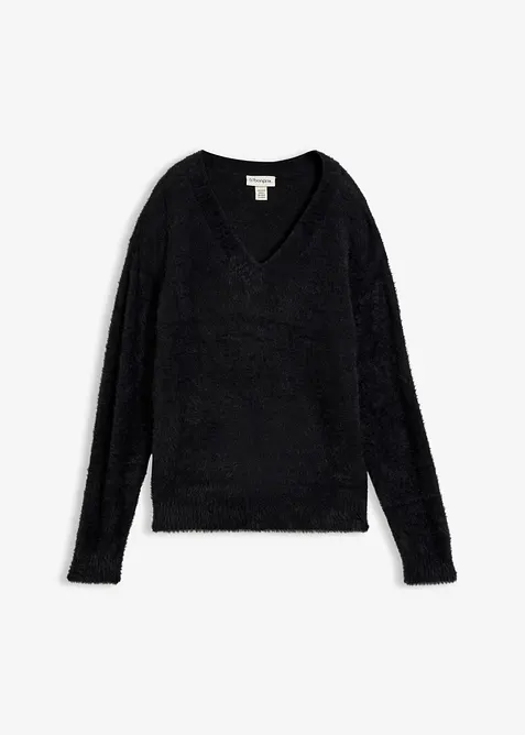 Pullover in Pl&uuml;schoptik mit Viskose, bonprix