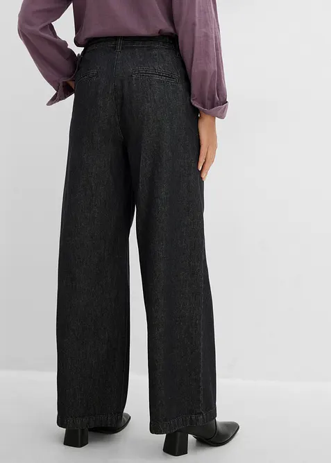 Wide-Leg-Jeans mit Bundfalten, bonprix