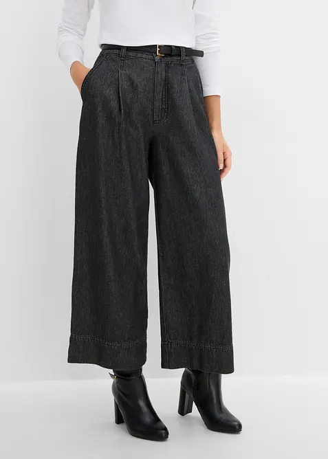 Verk&uuml;rzte Wide-Leg-Jeans, bonprix