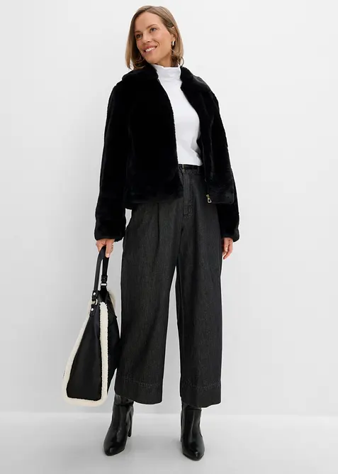 Verk&uuml;rzte Wide-Leg-Jeans, bonprix