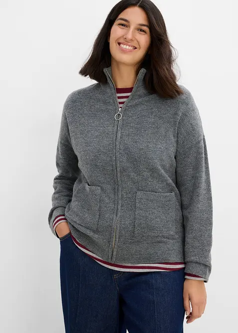 Strickjacke mit Rei&szlig;verschluss, bonprix