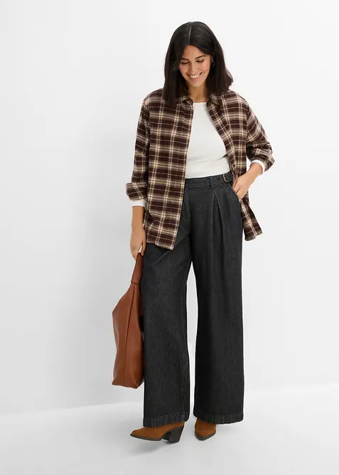 Wide-Leg-Jeans mit Bundfalten, bonprix