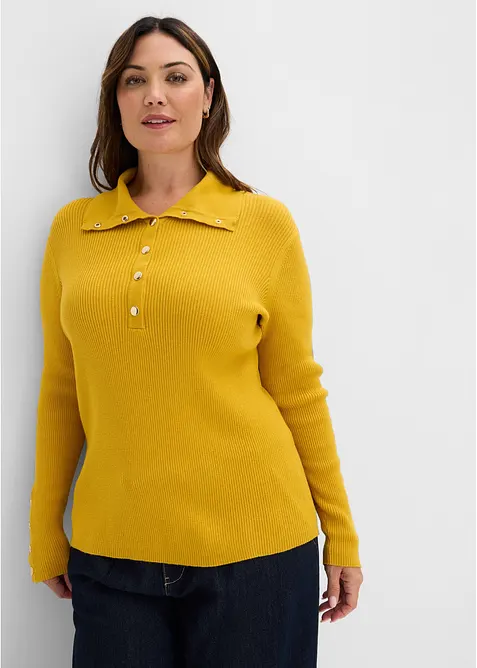 Polo-Pullover mit Viskose Anteil, bonprix