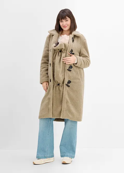 3-in-1 Umstandsmantel mit Trageeinsatz aus Teddyfleece, bonprix