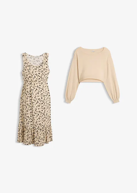 Robe de grossesse et d&rsquo;allaitement avec pull s&eacute;par&eacute; (ens. 2 pces), bonprix