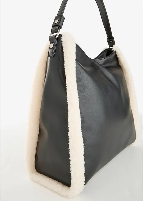 Sac &agrave; main avec d&eacute;tails en sherpa, bonprix