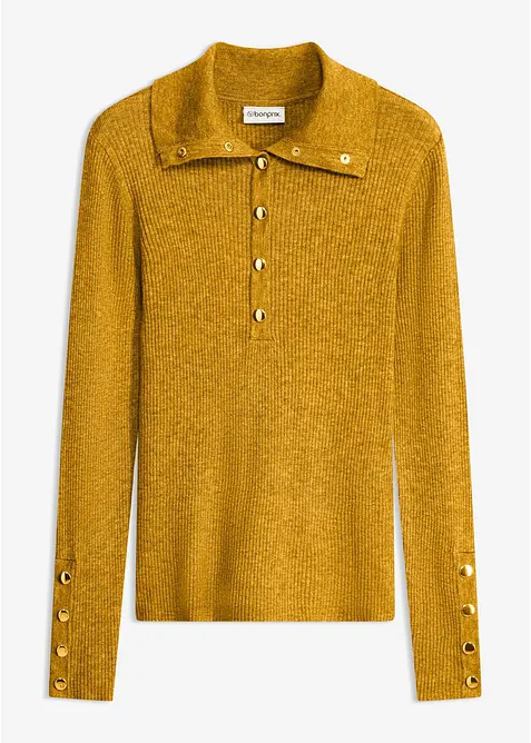 Polo-Pullover mit Viskose Anteil, bonprix