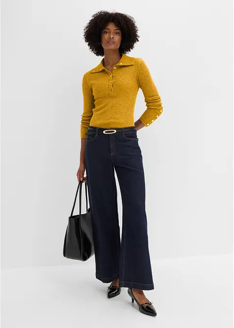 Polo-Pullover mit Viskose Anteil, bonprix