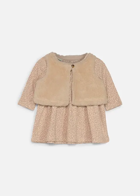 Robe et gilet sans manches en sherpa (ens. 2 pces), bonprix
