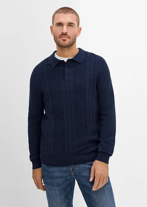 Polo-Pullover aus reiner Baumwolle, bonprix