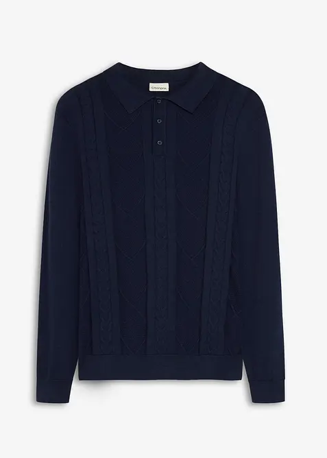 Polo-Pullover aus reiner Baumwolle, bonprix