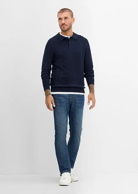 Polo-Pullover aus reiner Baumwolle, bonprix