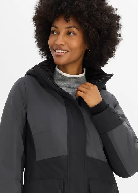 Manteau d&eacute;perlant avec empi&egrave;cement contrastant r&eacute;fl&eacute;chissant, bonprix